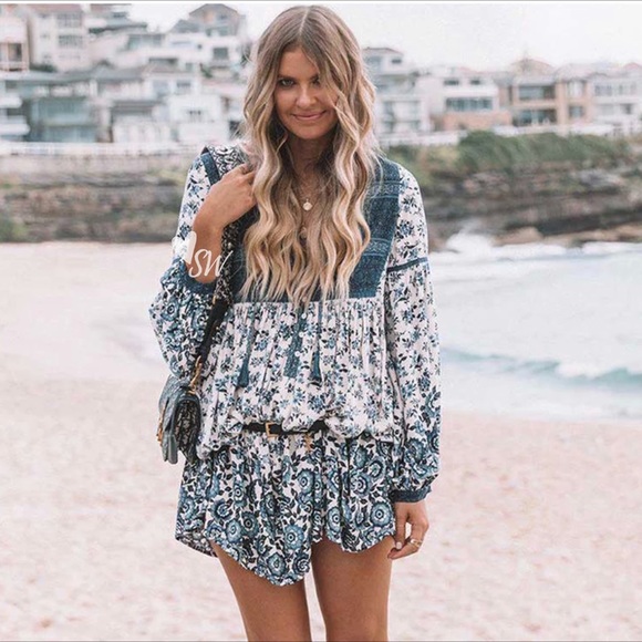 Boho Floral Vintage Gypsy Print 70’s Dress Red - Picture 12 of 13